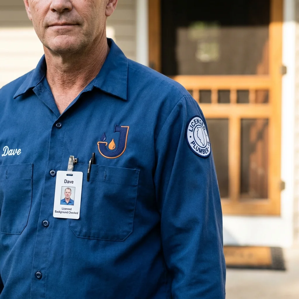 Licensed plumber showing ID badge in Paulsboro, NJ
