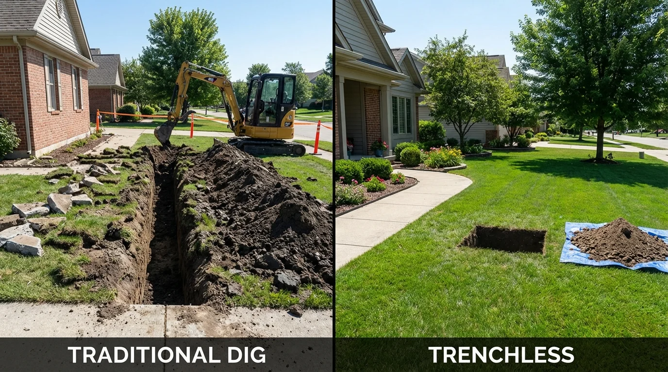 Trenchless sewer repair with minimal yard damage versus traditional excavation in Paulsboro, NJ